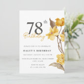 大人っぽい花柄のシンプルなデザインの78歳の誕生日お祝いに 招待状 (スタンド正面)