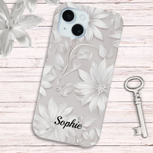 大人っぽい花柄のナチュラルホワイトエレガント Case-Mate iPhoneケース