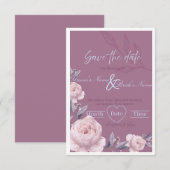 大人っぽい花柄の"Save the Date"結婚式招待状 招待状 (正面/裏面)
