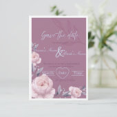 大人っぽい花柄の"Save the Date"結婚式招待状 招待状 (スタンド正面)