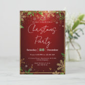 大人っぽい赤とゴールドのクリスマスパーティー招待状 招待状 (スタンド正面)