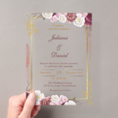 大人っぽい赤と金のアクリル結婚式招待状 アクリル招待状 (インサイチュ (ポータブル))