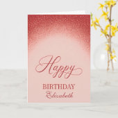 大人っぽい赤のグラデーション誕生日 カード (黄色い花)