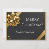 大人っぽい黒とゴールドの企業クリスマスカード リボン付き シーズンカード (正面)
