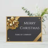 大人っぽい黒とゴールドの企業クリスマスカード リボン付き シーズンカード (スタンド正面)