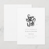 大人っぽい黒と白のスクリプト体Save the Date 案内ポストカード (正面/裏面)