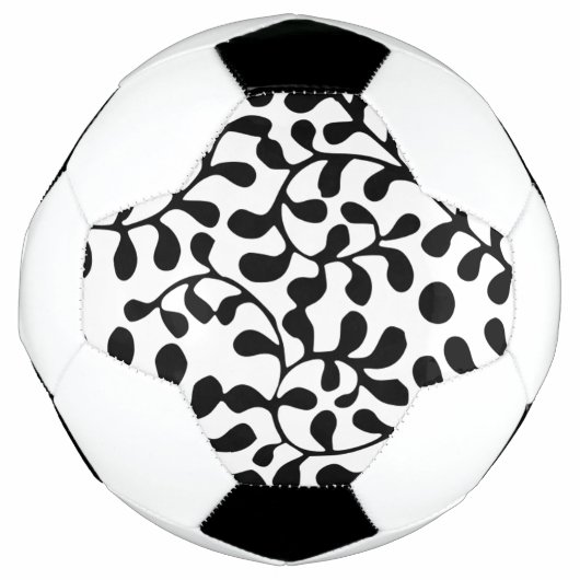 大人っぽい黒と白のモダンなプリント サッカーボール (正面)
