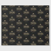 大人っぽい黒と金の星 2026年卒業お祝い ラッピングペーパー (フラット)