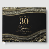大人っぽい黒と金の瑪瑙 30歳の誕生日パーティー ゲストブック (正面)