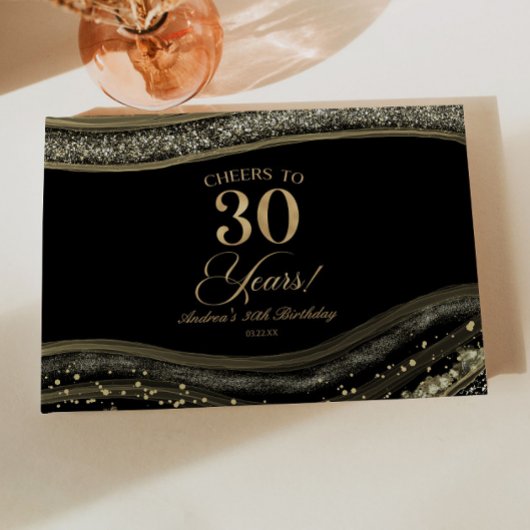 大人っぽい黒と金の瑪瑙 30歳の誕生日パーティー ゲストブック
