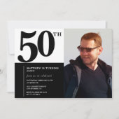 大人っぽい黒の50歳の誕生日招待状 招待状 (正面)