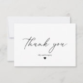 大人っぽい黒白ハートの結婚式御礼カード サンキューカード (正面)