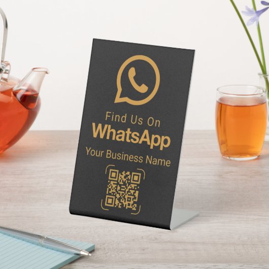 大人っぽい黒金WhatsAppQRコードビジネスサイン 台座サイン (インサイチュ)