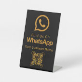 大人っぽい黒金WhatsAppQRコードビジネスサイン 台座サイン (正面)