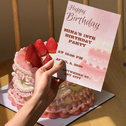 大人っぽい18歳の誕生日招待状 女子 招待状