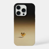 大人っぽい3Dゴールドハート モダンブラック&ゴールドの卒業記念 iPhoneケース (裏面)