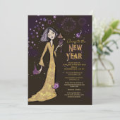 大人っぽい ゴールド パープル ビジネス 新年 グラマラス  招待状 (スタンド正面)