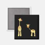 大人とベビーのキリン。漫画 マグネット (正面/裏面)