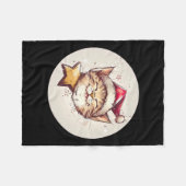 大人と子供のための笑顔のクリスマス猫の衣装 フリースブランケット (正面(横))