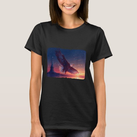大人とKのためのイーグル付きの素敵な自由の女神像 Tシャツ (正面)