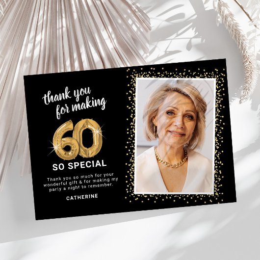 大人になってもう60歳の誕生日フォト サンキューカード