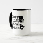 大人になるのが難しいからコーヒーを飲む モノクロ マグカップ (正面左)