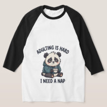 大人になるのは大変だ 眠りたい ラグラン baseball Tシャツ