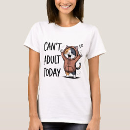 "大人になるのやめます" 可愛いネコ 女性用 Tシャツ