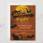 大人のこうもりと猫ハロウィン招待状 招待状 (正面)