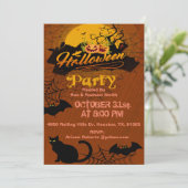 大人のこうもりと猫ハロウィン招待状 招待状 (スタンド正面)