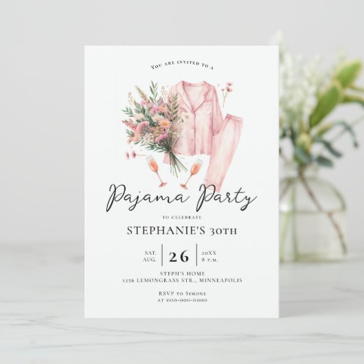 大人のそりのパーティー野生の花30歳の誕生日 招待状 (スタンド正面)