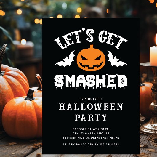 大人のためのハロウィンパーティー招待状 レッツ ゲット スマッシュ 招待状