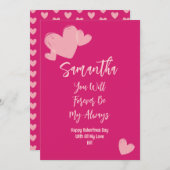 大人のためのミニマルはっきりしたリストピンク甘いバレンタイン シーズンカード (正面/裏面)