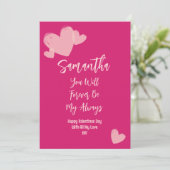 大人のためのミニマルはっきりしたリストピンク甘いバレンタイン シーズンカード (スタンド正面)