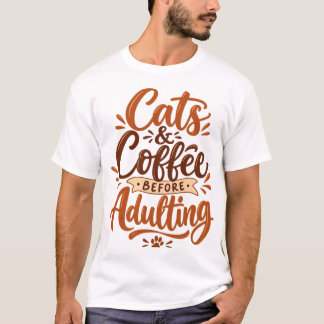 大人のための猫とコーヒー 面白いTシャツ Tシャツ