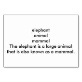 大人のための象の動物の読み取り用フラッシュカード テーブルナンバー (裏面)