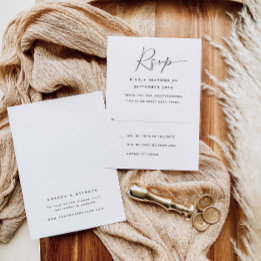 大人のみモダン書道結婚式RSVPカード 出欠カード