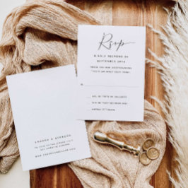 大人のみモダン書道結婚式RSVPカード 出欠カード