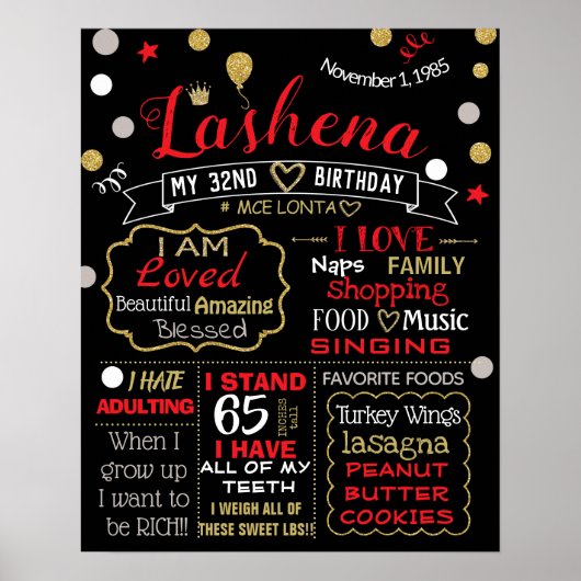 大人のケーキを砕く誕生日の黒板の看板30th ポスター (正面)