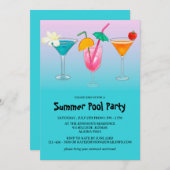 大人のサマーブループールパーティー 招待状 (正面/裏面)