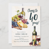 大人のチーズとワインのシャルキュテリー40歳の誕生日 招待状 (正面)