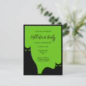 大人のハロウィンパーティー 猫の目 黒 緑 モダン 招待状 (スタンド正面)