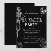 大人のハロウィンパーティ ヴィンテージ ゴシック スカル 招待状 (正面/裏面)