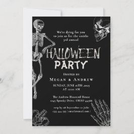 大人のハロウィンパーティ ヴィンテージ ゴシック スカル 招待状