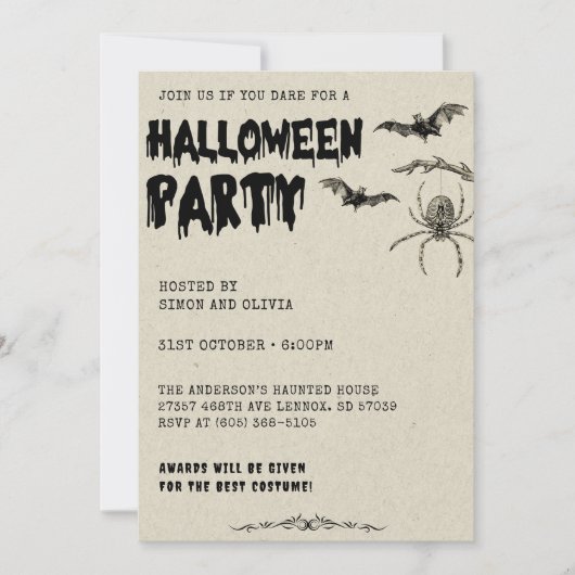 大人のハロウィーンヴィンテージ衣装パーティー 招待状 (正面)