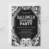 大人のハロウィーン衣装パーティーヴィンテージゴシックスカル 招待状 (正面)