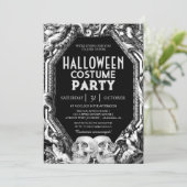 大人のハロウィーン衣装パーティーヴィンテージゴシックスカル 招待状 (スタンド正面)