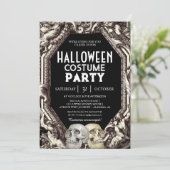 大人のハロウィーン衣装パーティーヴィンテージゴシックスカル 招待状 (スタンド正面)