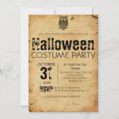 大人のフクロウヴィンテージゴシックのハロウィーンの衣装パーティー 招待状 (正面)