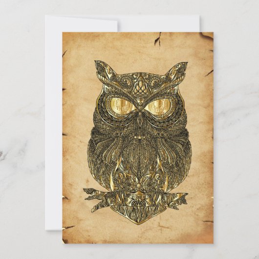 大人のフクロウヴィンテージゴシックのハロウィーンの衣装パーティー 招待状 (裏面)